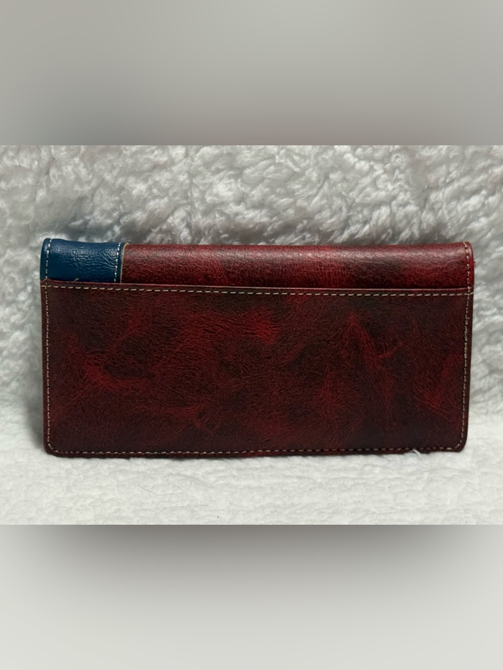 ❤️SOLD❤️ Rustic Red, White & Blue Texas inspired Studded Leather Wallet - Picture 2 of 5